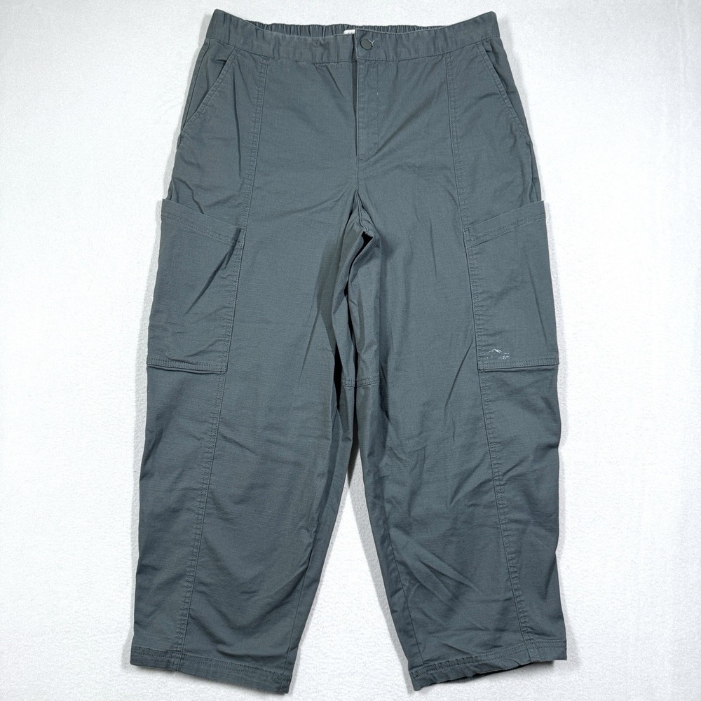 LL Bean Pants Women 16 Ripstop Explorer Barrel Wide Leg Shadow Green Grey Hiking